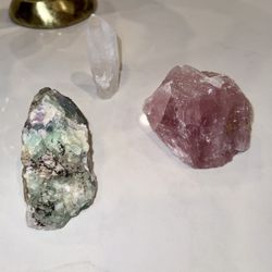 Crystal Healing Set – Fluorite, Quartz, Rose Quartz – Natural Raw Stones