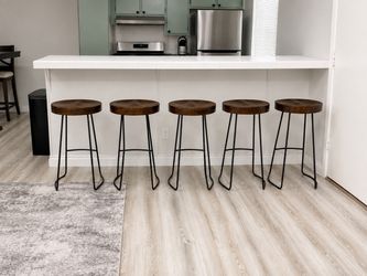 Set of 5 Solid Wood Bar Stools – $275