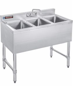 New Durasteel NSF 3-Compartment Stainless Steel Bar Sink