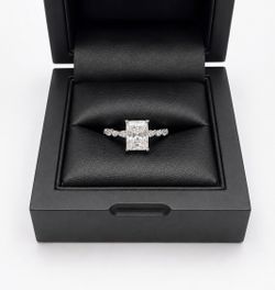 925 Sterling Silver 2.00CTW MOISSANITE Emerald Cut Ring Size 6
