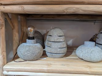River rock lanterns