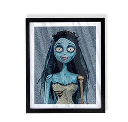 tim burton corpse bride custom art piece on black frame