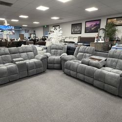 Gray Sofa & Loveseat & Free Recliner Chair