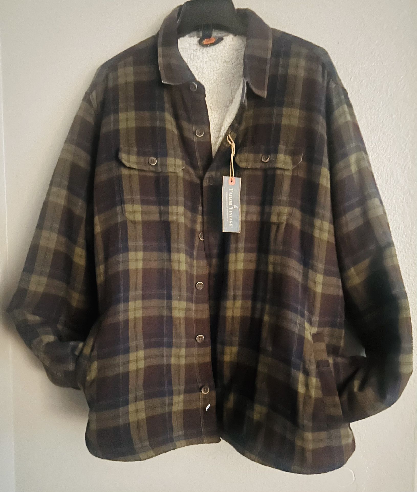 Tailor Vintage Flannel Pattern Fleece Lining Comfy Warm Jacket