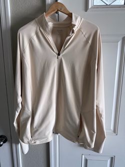 Cream Full-Zip Athletic Old Navy Jacket 3XL
