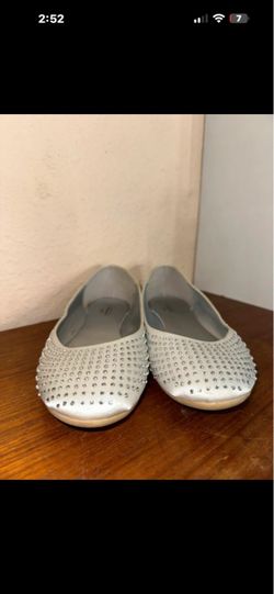 Silver Rhinestone Ballet Flats