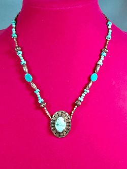 Vintage Turquoise Cameo Necklace