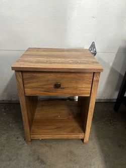 Wood Nightstand with Drawer and Shelf