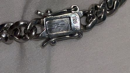925 Silver 5mm Cuban Link synthetic lab Gem Chain