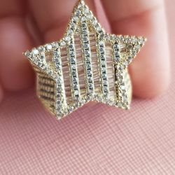  10k Gold Plated S925 Posts Iced Out Cubic Zirconia Stone Size 11 For Men