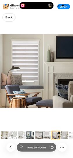 GHV Cordless Zebra Blinds for Windows Free-Stop Shades Light Filtering Dual Layer Light Control for Day and Night (Gray, 36 in (W) x 64 in (H))