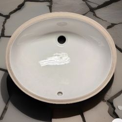 Oval Drop-In Bathroom Sink White Porcelain Basin w/ Overflow 18x15