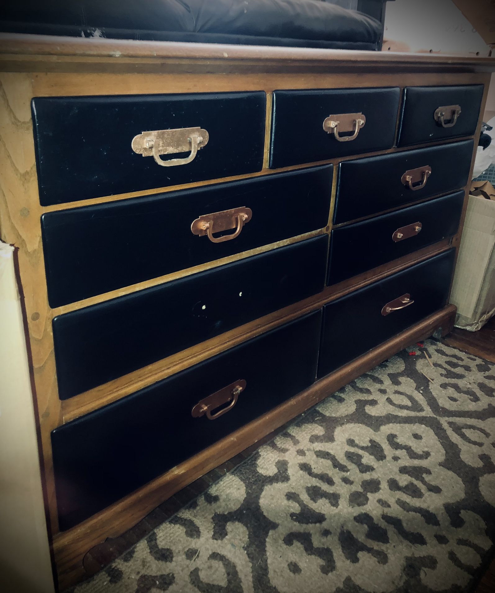 Beautiful Black And Tan Dresser-Refinished 