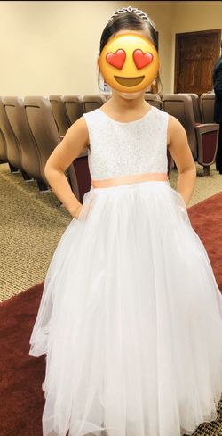 Ball Gown Flower Girl Dress with Heart Cutout from David’s bridal size 5T