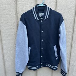 PRO CLUB MEN'S BASEBALL VARSITY COLLEGE LETTERMAN FLEECE JACKET SIZE MEDIUM BLU  