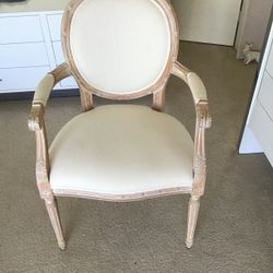 Vintage Louis XVI oval back wood armchair