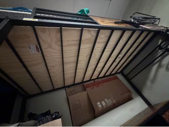 Twin size bunk bed with desk and drawers/shelves