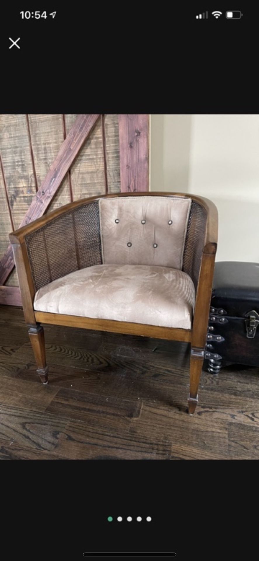 Tufted MCM Velvet Caned Armchair 