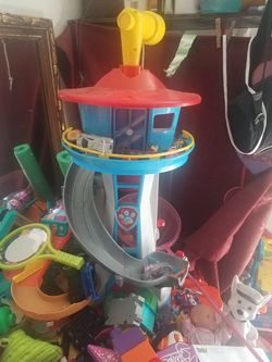 3 foot tall paw patrol lookout tower and 3ft Mighty pup tower