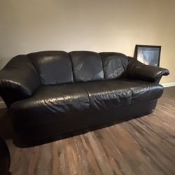 Black 3-seater Faux Leather Couch