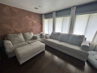 Light Gray Fabric Sofa Set with Chaise