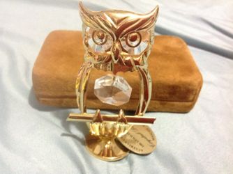Mascot, Owl, 24K Gold Plated with Australia Crystal