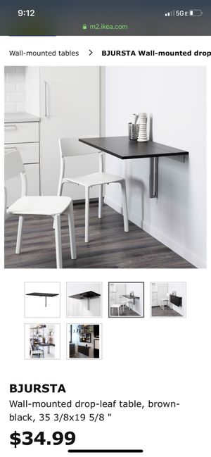 Ikea Bjursta Table 802 175 24 Wall Mounted Drop Leaf Brown