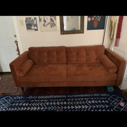 Mid Century Modern Velvet Couch 