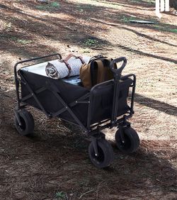 Collapsible Wagon Camping Cart Garden Card with Removable Canopy 220lbs Weight
