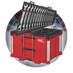 Milwaukee Packout 2 Drawer And Milwaukee METRIC Ratcheting Combination Wrench Set