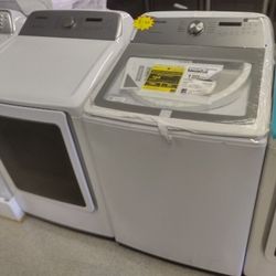 SAMSUNG TOP LOAD WASHER AND DRYER SET OPEN BOX ITEM