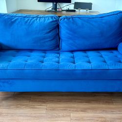 Wayfair Mid Century Modern Blue Velvet Sofa