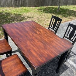 Counter-Height Wood Dining Table Set w/ 4 Chairs + Leaf - $200 Delivered