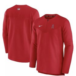 Los Angeles Angels Nike Authentic Collection Game Time Performance Half-Zip Jacket Size 2XL