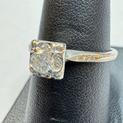 14k solid white gold 0.55CTW Diamond Engagement ring size 9