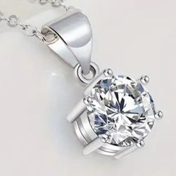 MOISSANITE PENDANT 10CT 18K OVER 925 STERLING SILVER  17" CHAIN 