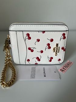 Coach Zip Card Case With  Cherry Print
