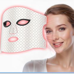 Red Light Therapy For Face, 7 Modes Portable Therapy Mask With 3000mah Rechargeable Remote, Blue, Orange, 850nm Infrared & Red Light Mask, 400 Leds Fo