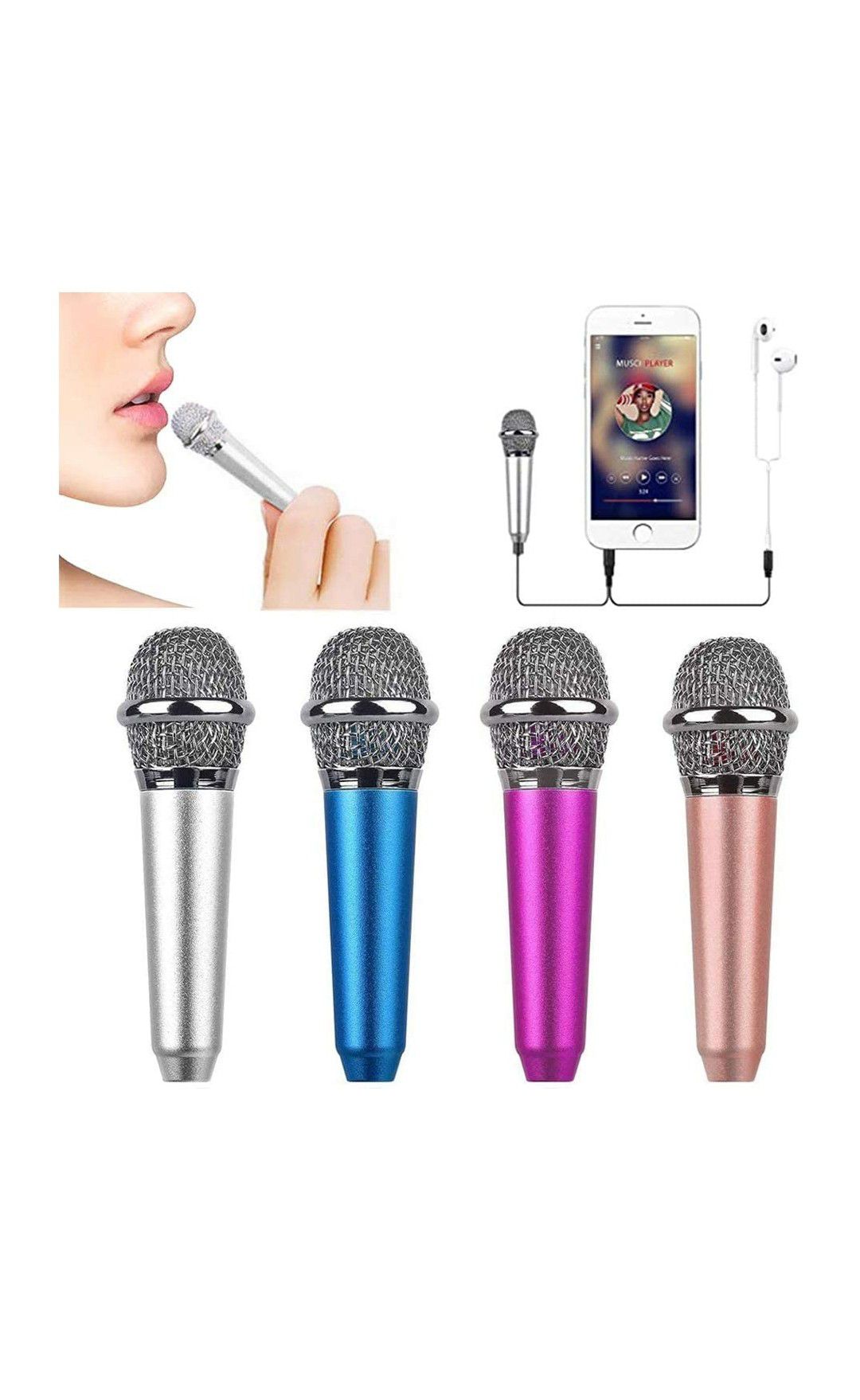 Mini Microphone Portable Vocal/Instrument Microphone for Phone Laptop with Stand and Box (Silver)