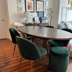 Dining Table And Green Chairs