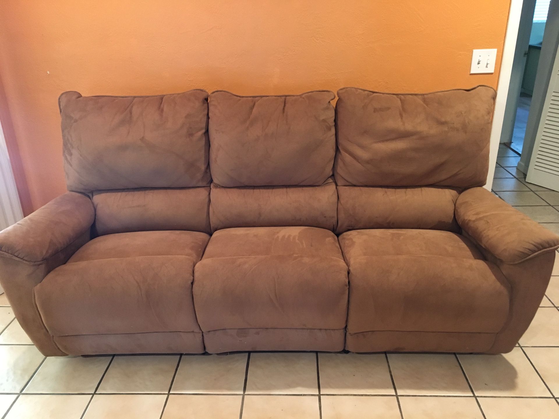 Couch with end recliners—MUST SELL THIS WEEKEND