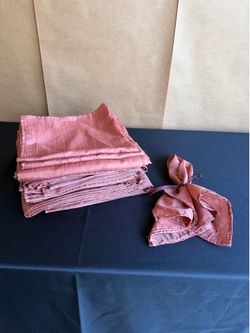 Cloth napkins, crinkle, copper/rust colored