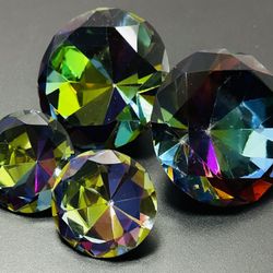 Rainbow Glass Diamond Paperweight 