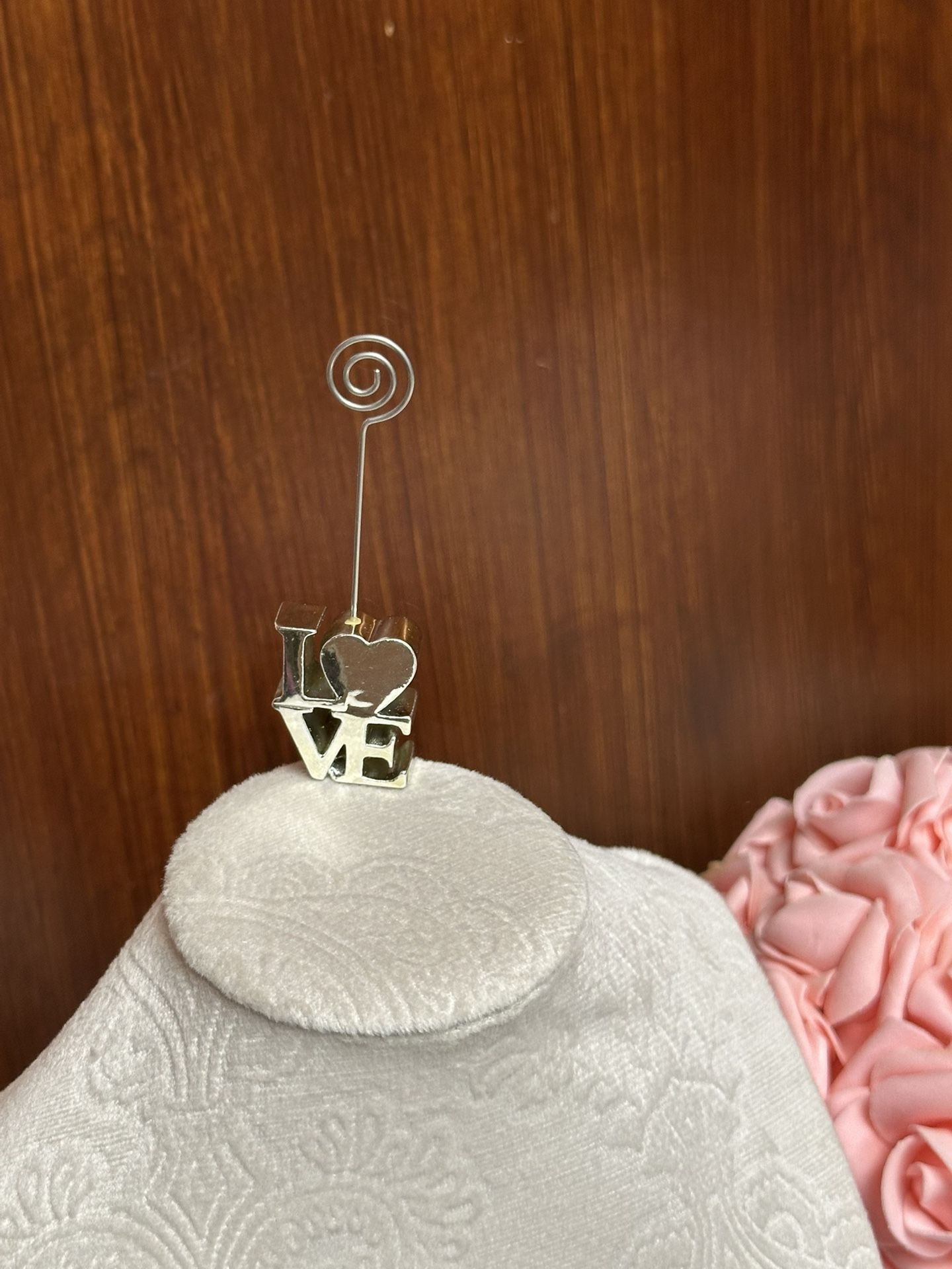 Silver Tone LOVE shaped sign Place Card Holder