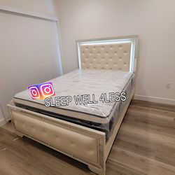 NEW QUEEN BED FRAME AND MATTRESS