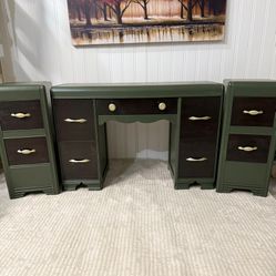 Vintage Waterfall Vanity and Nightstand Set