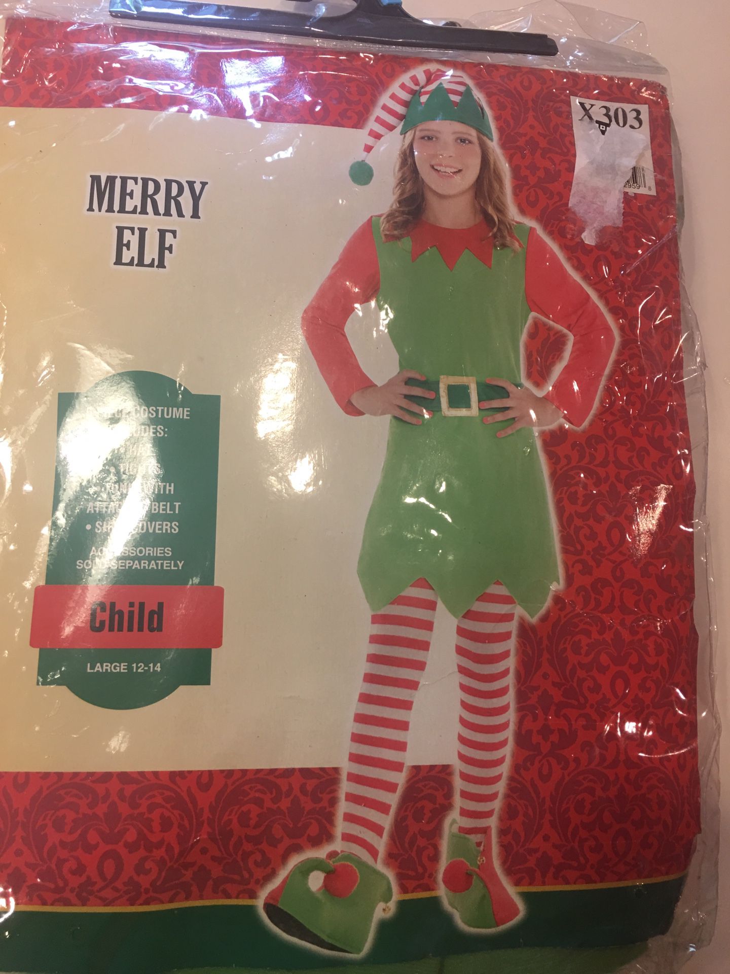Kids 12-14 (L) Merry Elf Costume New Ig