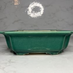 Green Bonsai Pot Glazed