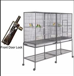 OPEN BOX* Kings Cages SLF 6421 Bird Flight Cage BLACK/SILVER 65X21X62 ON SALE