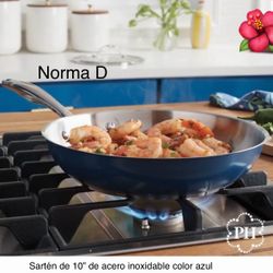 Sartén De 10” De Acero Inoxidable Color Azul Nuevo En Su Caja 🌺Princess House 🌺